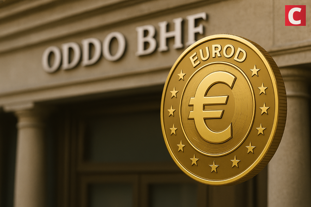 ODDO BHF launching EUROD MiCA-compliant euro stablecoin on Polygon blockchain official announcement image