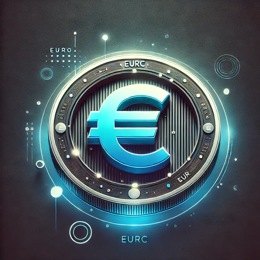 Visual comparison of top euro-pegged stablecoins (EURS, EURC, AEUR) in 2025 with digital euro symbols and blockchain elements