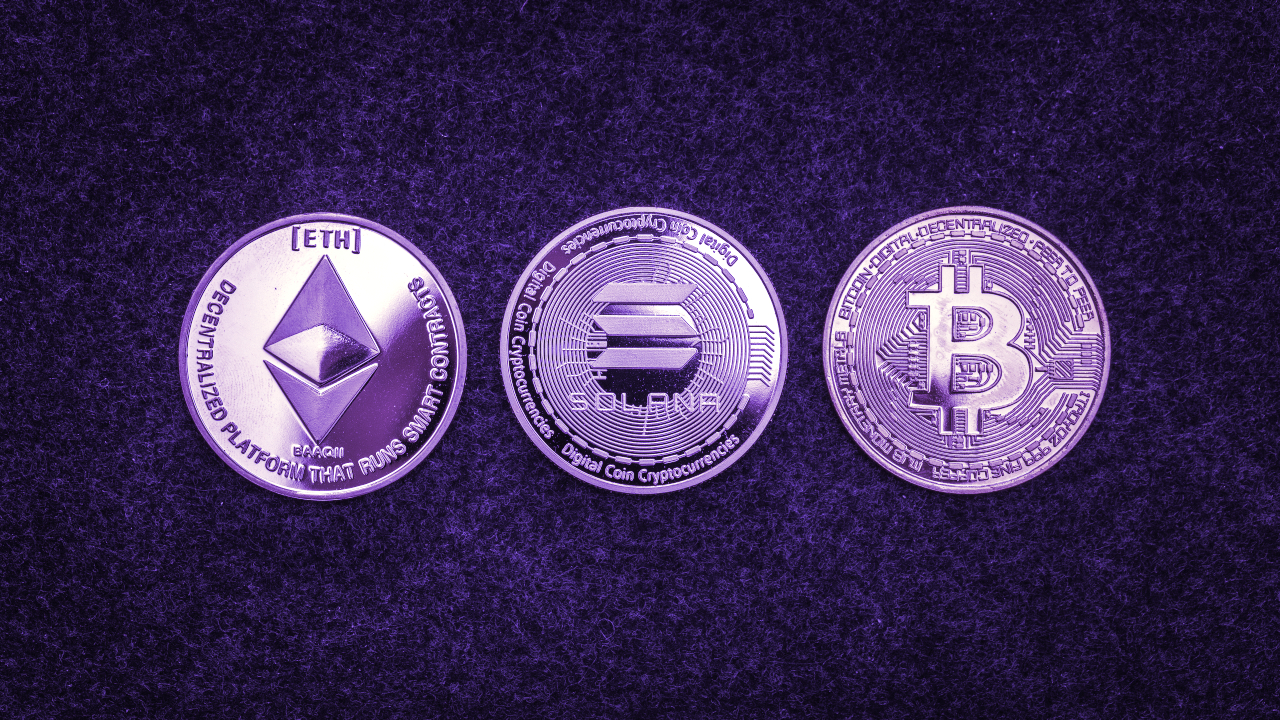Euro coins transforming into digital tokens above Ethereum and Solana blockchain logos, symbolizing EU digital euro integration