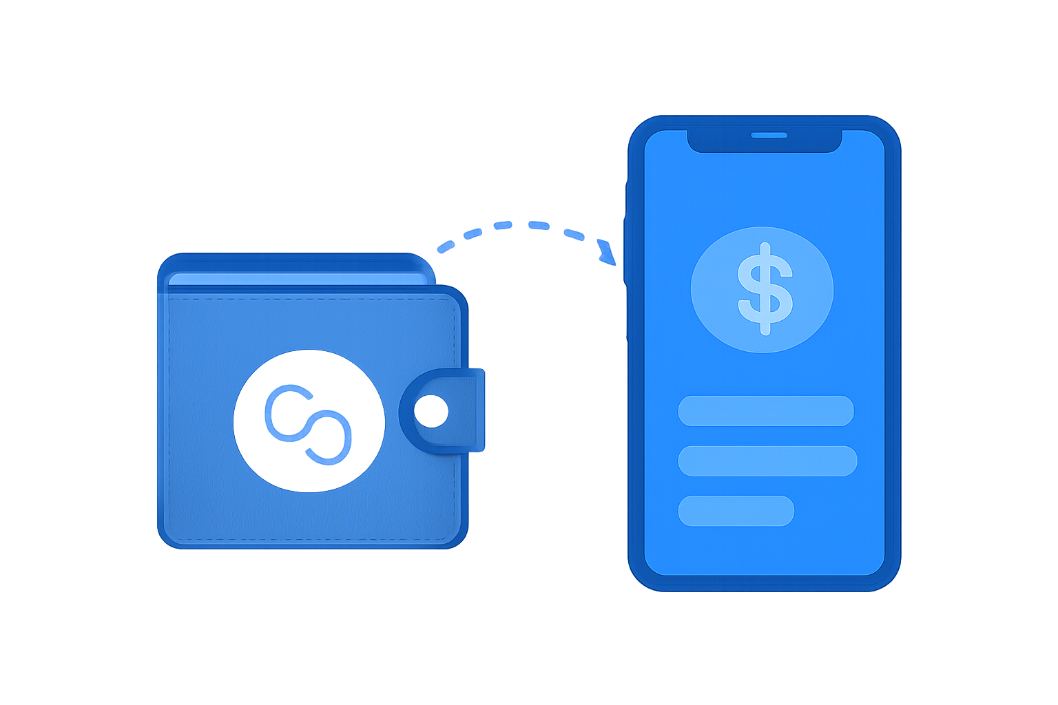 sleek crypto wallet connecting to exchange app interface, modern UI, blue tones, Polygon logo
